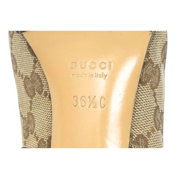 Gucci Heels GG Guccissima Supreme Canvas Red Green Web Ophidia Bow Peep Toe 36.5 - Picture 8 of 9